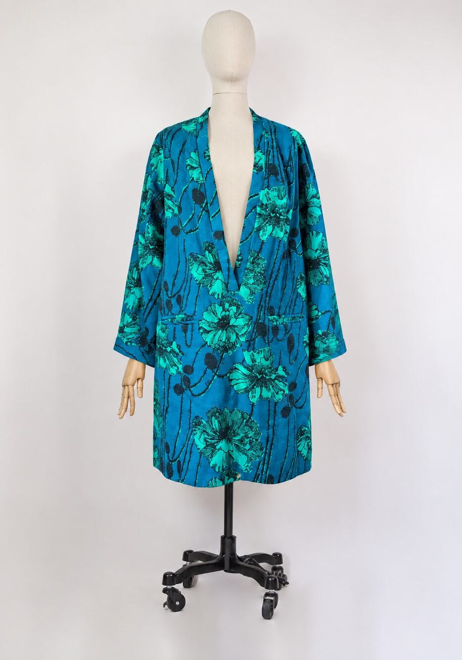 Vintage 60s 70s The Lilly Pulitzer Teal Floral Tunic Shift Dress S M Long Sleeve